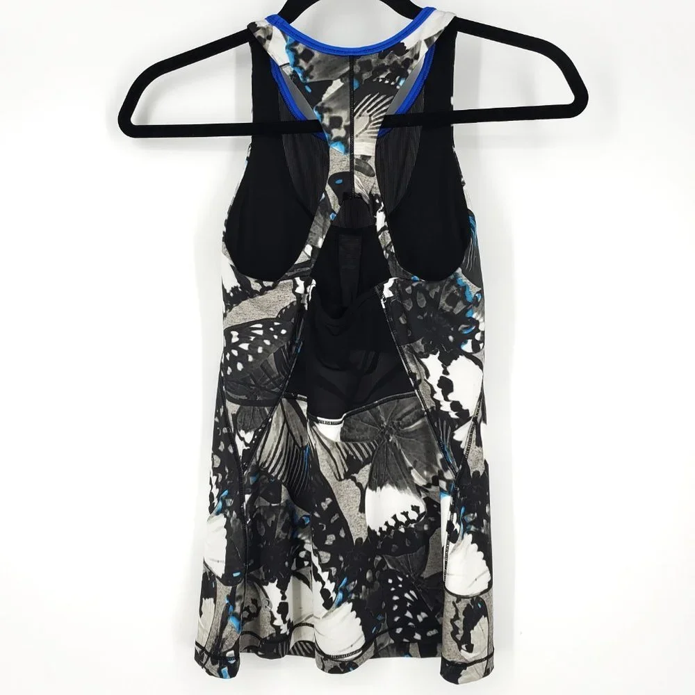 Lululemon Mesh With Me Tank Exploded‎ So Fly Butterfly Wing Print Black/Blue 4